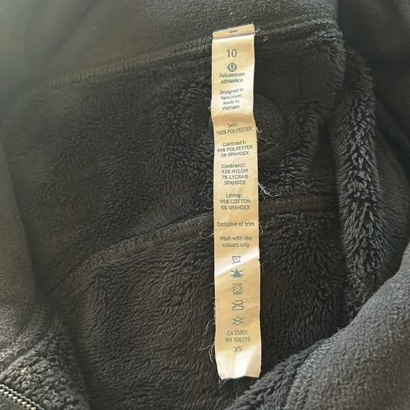 Lululemon Fuzzy Half Zip Jacket Black Size 10 - Picture 4 of 4